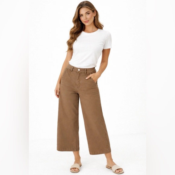Everlane Pants - Everlane Cropped Wide Leg Utility Pants Cotton Classic Timeless Brown Ochre